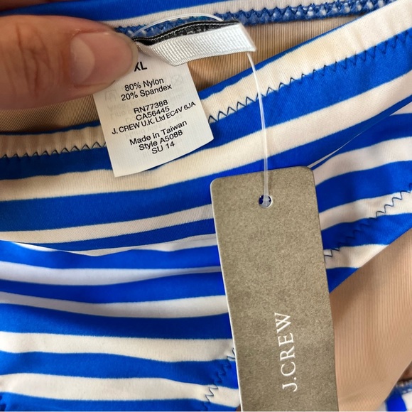 J. Crew Blue And White Stripe Bikini Bottoms Size XL - Picture 3 of 7